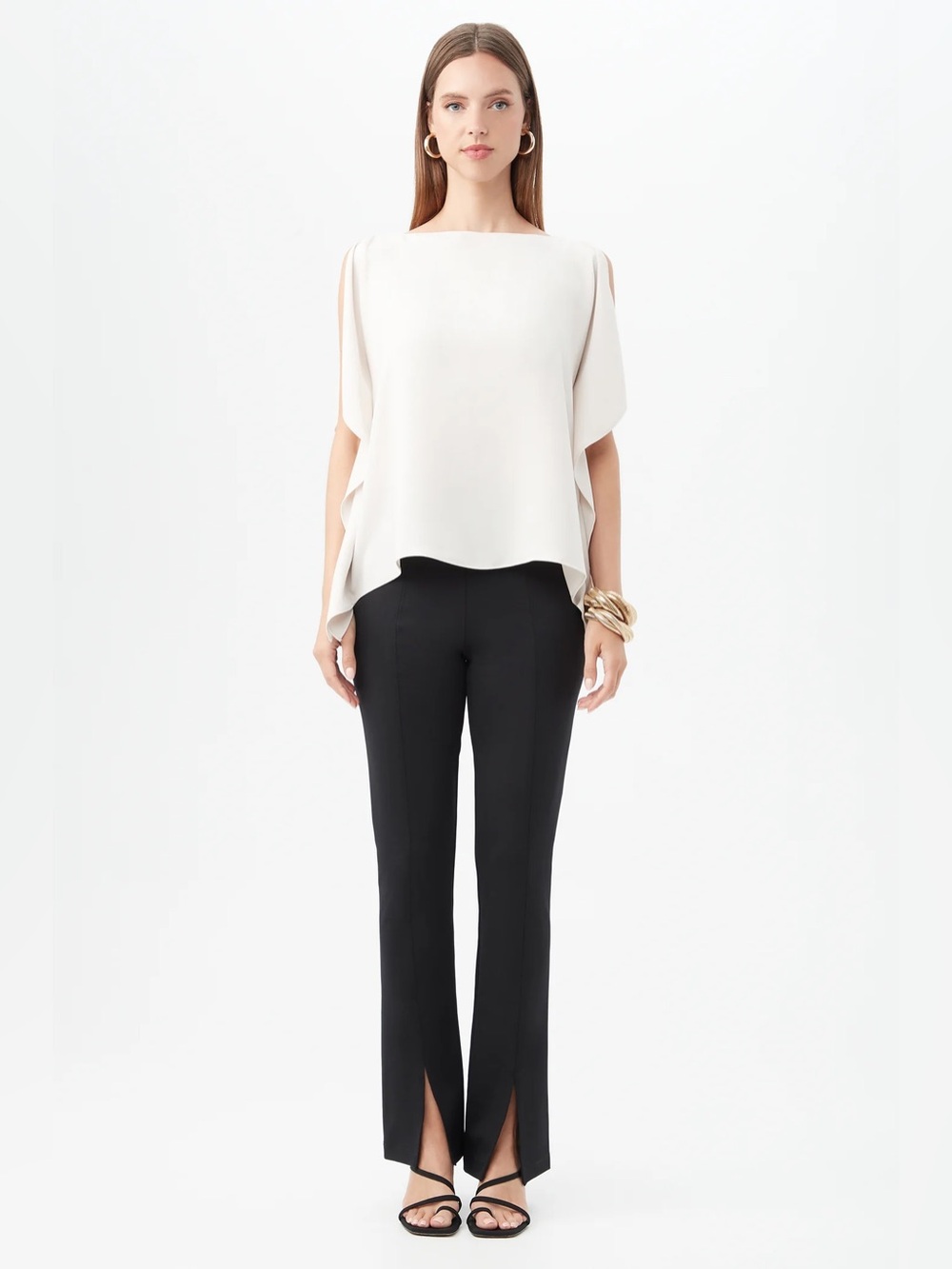 Trina Turk Carine Split Hem Stretch Pants, Black, Size 6